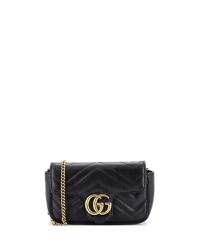 Pre-Owned Gucci Super Mini Gg Marmont Flap Bag Matelasse Leather