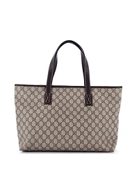 Pre-Owned Gucci Medium Plus Tote Gg Coated Canvas with Leather