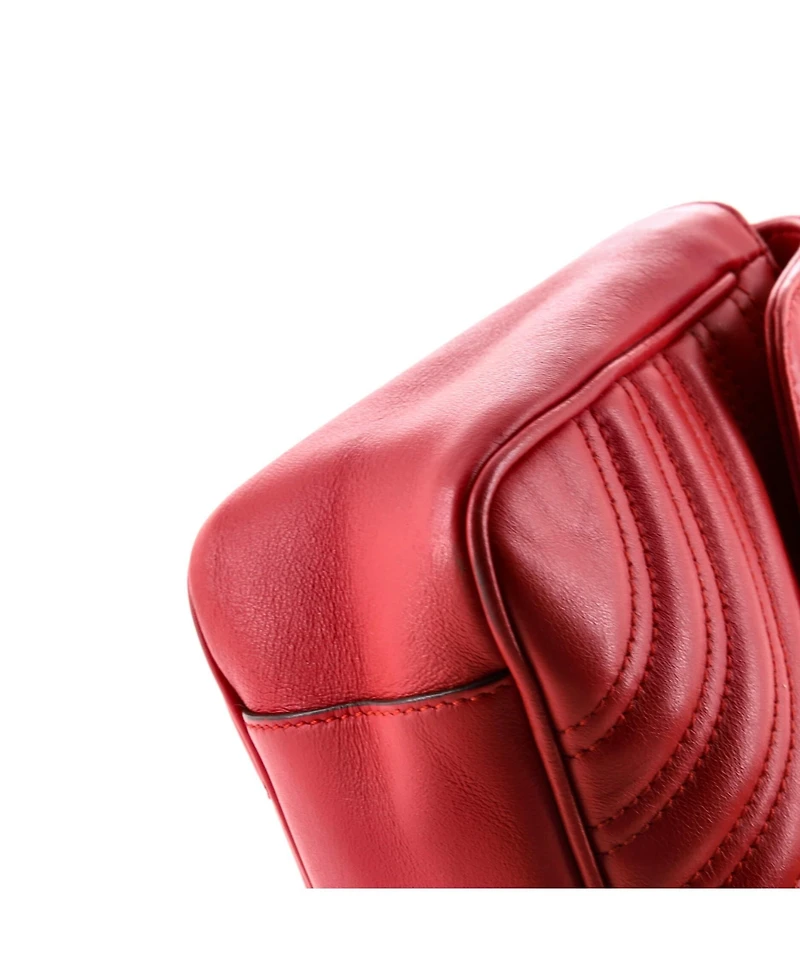 Pre-Owned Gucci Small Gg Marmont Flap Bag Matelasse Leather