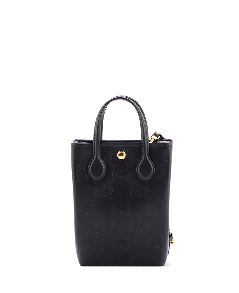 Pre-Owned Gucci Mini Vertical Tote Gg Embossed Leather