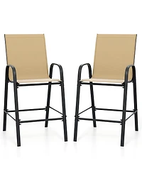 Outdoor Fabric Bar Stools Set of Two with Armrests