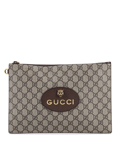 Pre-Owned Gucci Neo Vintage Wristlet Pouch Gg Coated Canvas