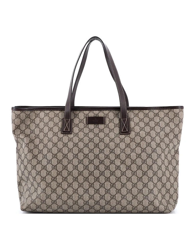 Pre-Owned Gucci Large Plus Tote Gg Coated Canvas with Leather