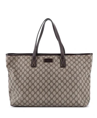 Pre-Owned Gucci Large Plus Tote Gg Coated Canvas with Leather