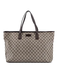 Pre-Owned Gucci Large Plus Tote Gg Coated Canvas with Leather