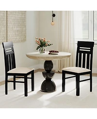 Gymax Dining Chairs Set of 4 Pu Leather Farmhouse Side for Kitchen Living Room