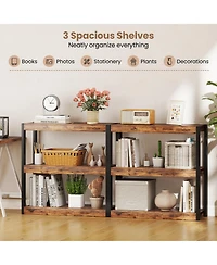 Sugift Three Tier Wooden Bookshelf with Dual Anti Tipping Kits