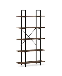 Sugift Vintage Industrial Five Tier Bookcase with Open Shelving