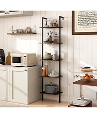 Sugift Wall Mounted Ladder Shelf with Anti Tipping Safety Kits