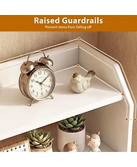 Sugift Three Tier Desktop Bookshelf with Raised Guardrails for Countertop