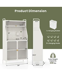 Sugift Five Tier Metal Bakers Rack with Flip Door and Pegboard