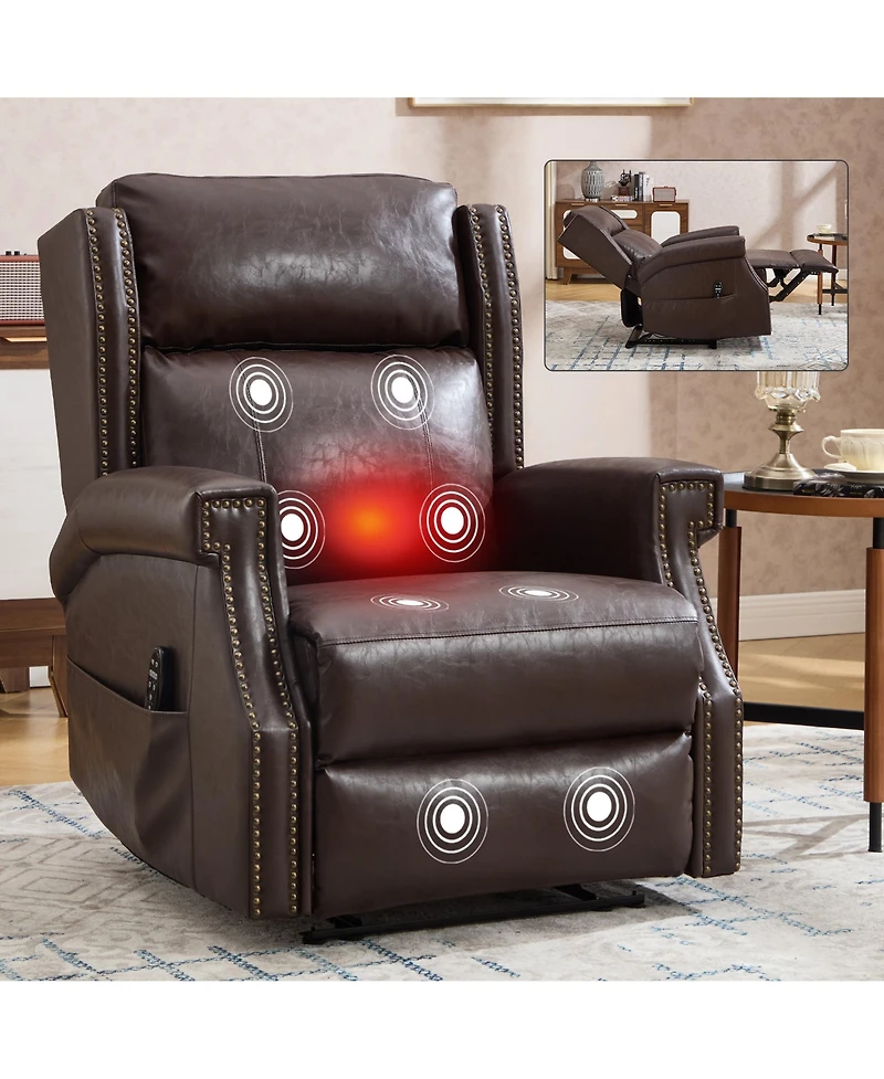 sumyeg Manual Recliner Chair with Heavy Duty Motion 8 Vibrating Nodes And 3 Massage Modes