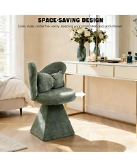 Rainsken Vanity Chair with Butterfly Back, 360° Swivel Lounge Chair, Chenille Makeup Chairs with Sturdy Pyramid Base for Living Room, Bedroom