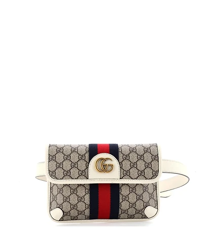 Pre-Owned Gucci Ophidia Flap Belt Bag Gg Coated Canvas with Leather