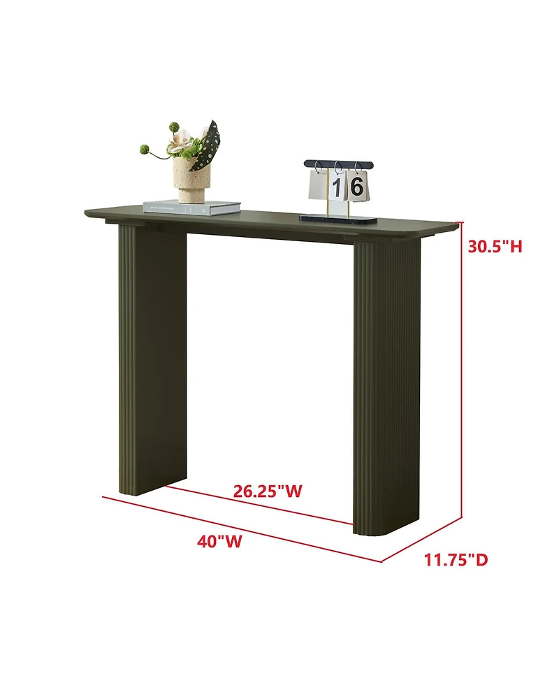 Kings Brand Furniture Modern Fluted Wood Console Table, Narrow Sofa Table for Behind Couch, Entryway Living Room, Hallway or Foyer