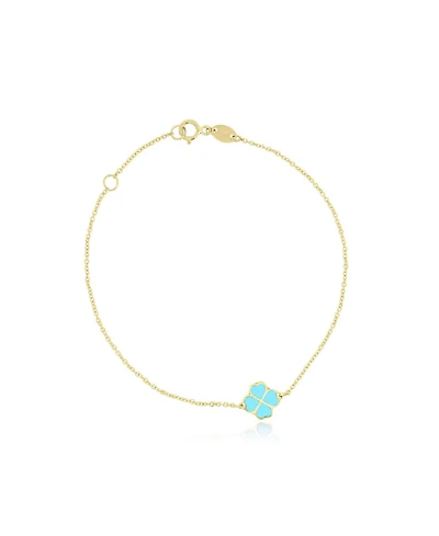 The Lovery Turquoise Lucky Clover Bracelet 14K Gold
