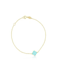 The Lovery Turquoise Lucky Clover Bracelet 14K Gold