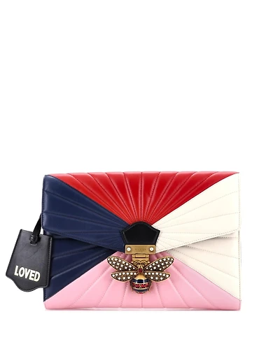 Pre-Owned Gucci Queen Margaret Clutch Colorblock Leather