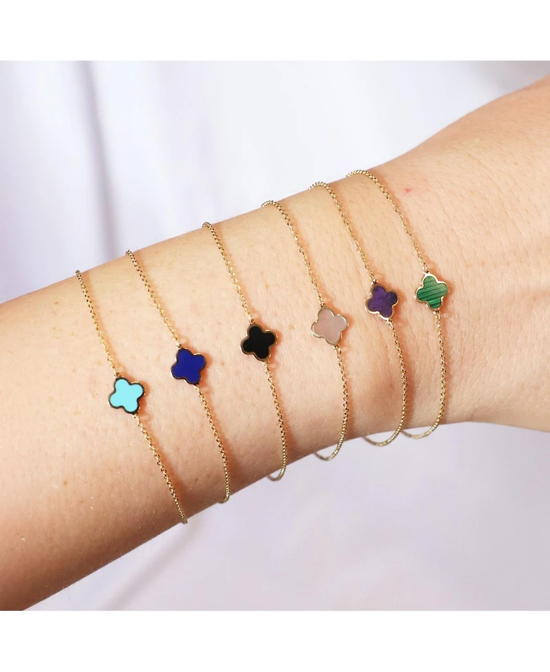 The Lovery Mini Turquoise Single Clover Bracelet 14K Gold