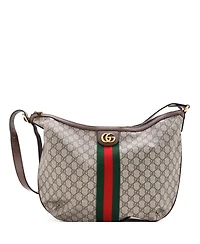 Pre-Owned Gucci Large Ophidia Half Moon Hobo Gg Coated Canvas