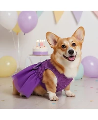 Aronkl Dog Wedding Princess Lace Dress Soft Polyester with Rose Embroidery Pearls Bow Fluffy Yarn Skirt for Small Medium Pets