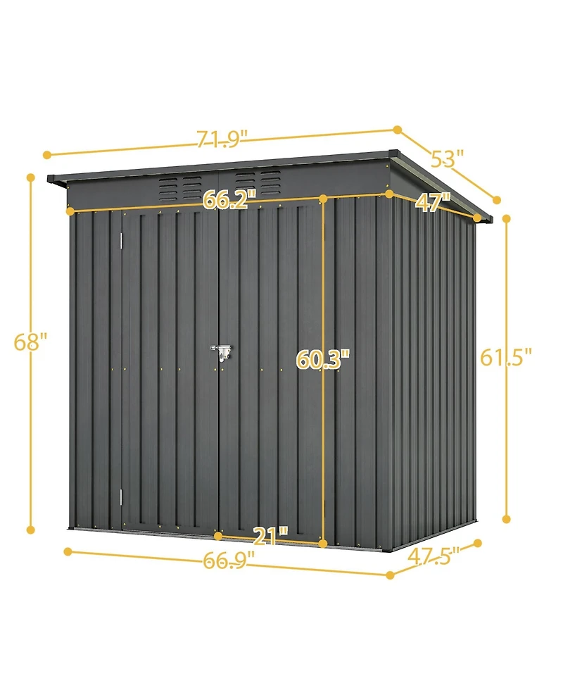 Mondawe 6' x 4' Outdoor Metal Storage Shed with Hinged Door, Lock and Ventilation