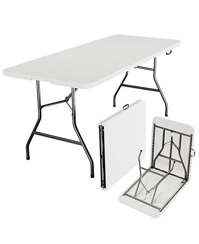 Decksplore 6FT Folding Plastic Utility Table with Carry Handle for Indoor & Outdoor Use
