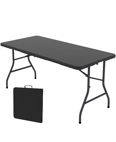 Decksplore 6FT Folding Plastic Utility Table with Carry Handle for Indoor & Outdoor Use