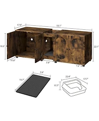 gaomon Cat Litter Box Enclosure 55.1" Double Litter Box Furniture Large Cat Box Enclosure Kitty Litter Box for 2 Cats Hidden Cat Litter Cabinet