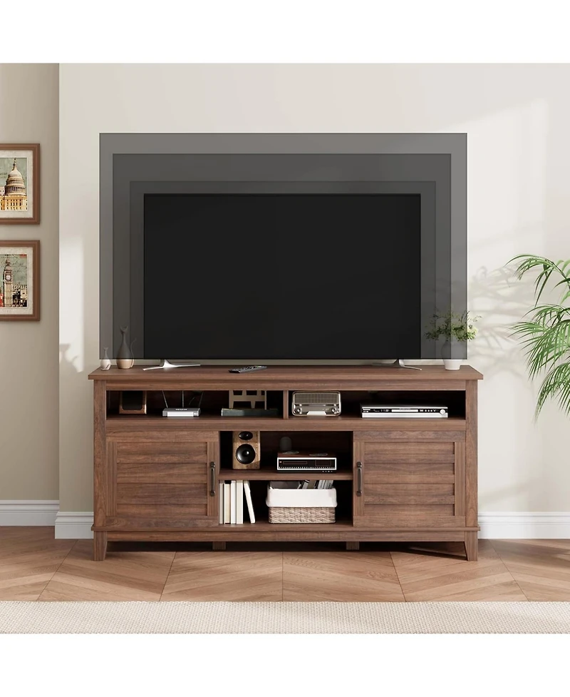 gaomon Tv Stand for 63 in, Entertainment Center with Adjustable Shelves, Farmhouse Cabinet Doors,for Living Room