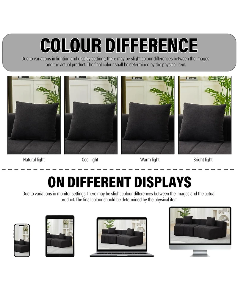 Streamdale Furniture Chenille Curved Sectional Sofa with 8 Pillows, Curved Symmetrical Modular Sofa