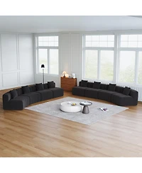 Streamdale Furniture Chenille Curved Sectional Sofa with 8 Pillows, Curved Symmetrical Modular Sofa