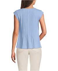 Lands' End Women's Cap Sleeve Lightweight Jersey Pintuck Swing Top