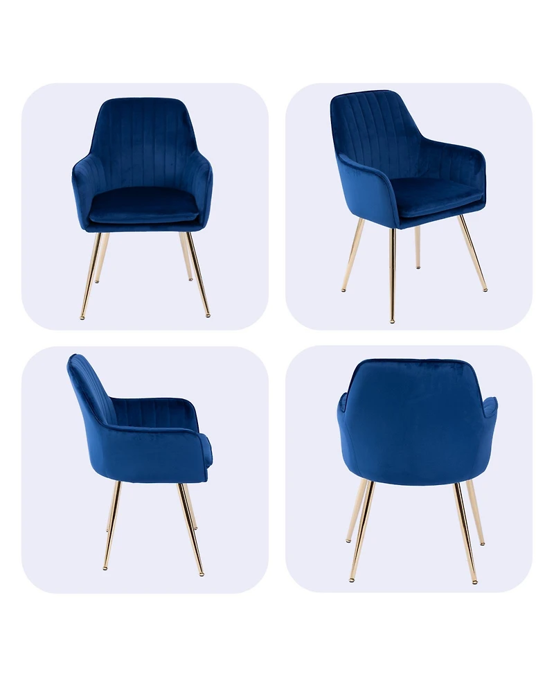Boyel Living Velvet Dining Chair Modern Mid-Back Accent Chairs with Gold Plated Legs, Upholstered for Room