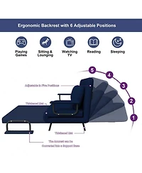 Rainsken Corduroy Convertible Loveseat Sofa Bed with 5-Position Adjustable Backrest and Pillow, Modern Folding Couch for Living Room, Bedroom