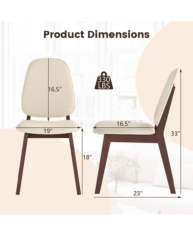 Sugift Mid Century Modern Upholstered Wooden Dining Chairs Set