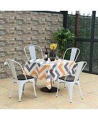 Sugift Tolix Style Metal Dining Chairs Set of Four with Wood Seats