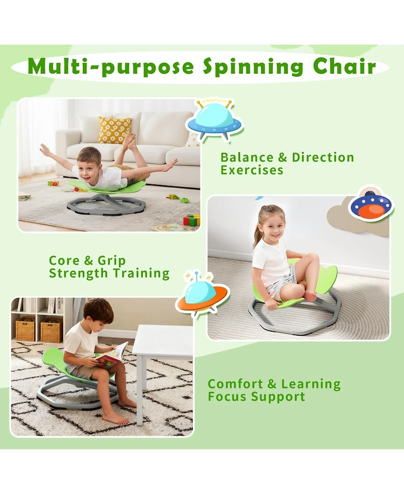 Sugift Kids Sensory Swivel Chair with 360 Degree Spinning Base