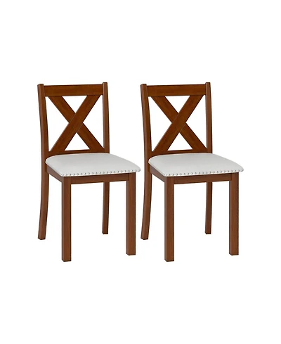 Sugift Wooden Dining Chairs Set of Two with Curved Backrest