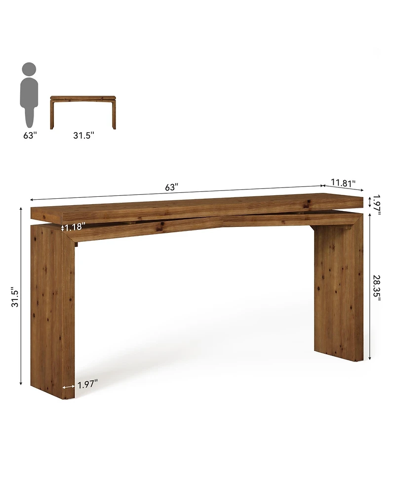 Tribesigns Solid Wood Console Table, 63-Inch Long Farmhouse Sofa Table Behind Couch