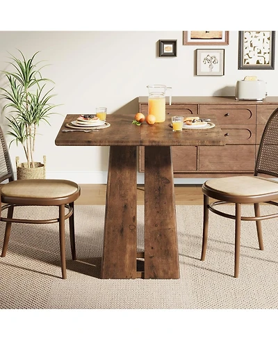 Tribesigns 31.5" Wooden Square Dining Table for 2-4 People, Farmhouse Kitchen Table