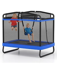 Gymax 6 Ft Kids Trampoline w/Swing and Horizontal Bar Safety Enclosure Net