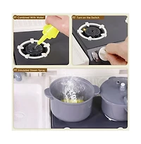 Bruce & Shark 52-Piece Kitchen Playset with Realistic Water Spray and Light-Up Sound Stove