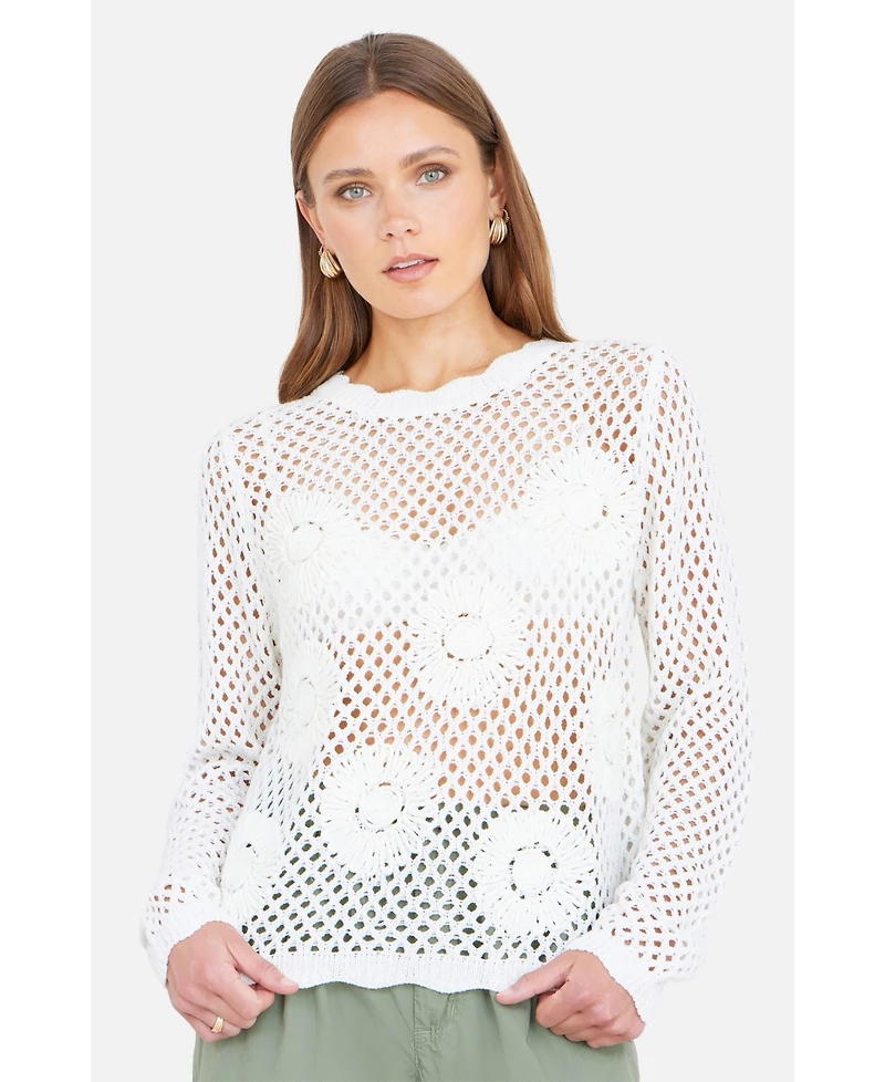 Yumi Women's Flower Crochet Jumper