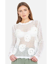 Yumi Women's Flower Crochet Jumper