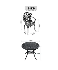 Clihome Bistro Table Set, 3-Piece Cast Aluminum Outdoor Furniture Set