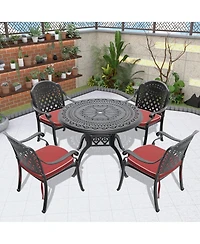 Clihome 5-Pcs Outdoor Cast Aluminum Patio Furniture Set with Random Color Cushions