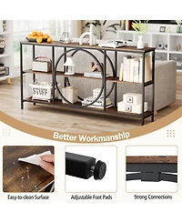 Sugift Three Tier Console Table with Faux Marble Top and Shelves