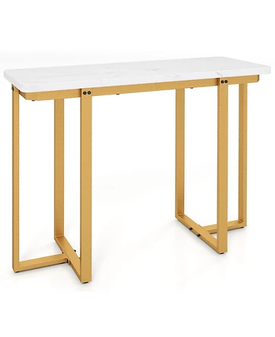 Sugift Modern Entryway Console Table with Marble Top and Metal Frame