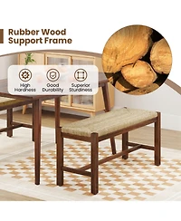 Sugift Wood Bench with Solid Rubber Wood Frame for Entryway